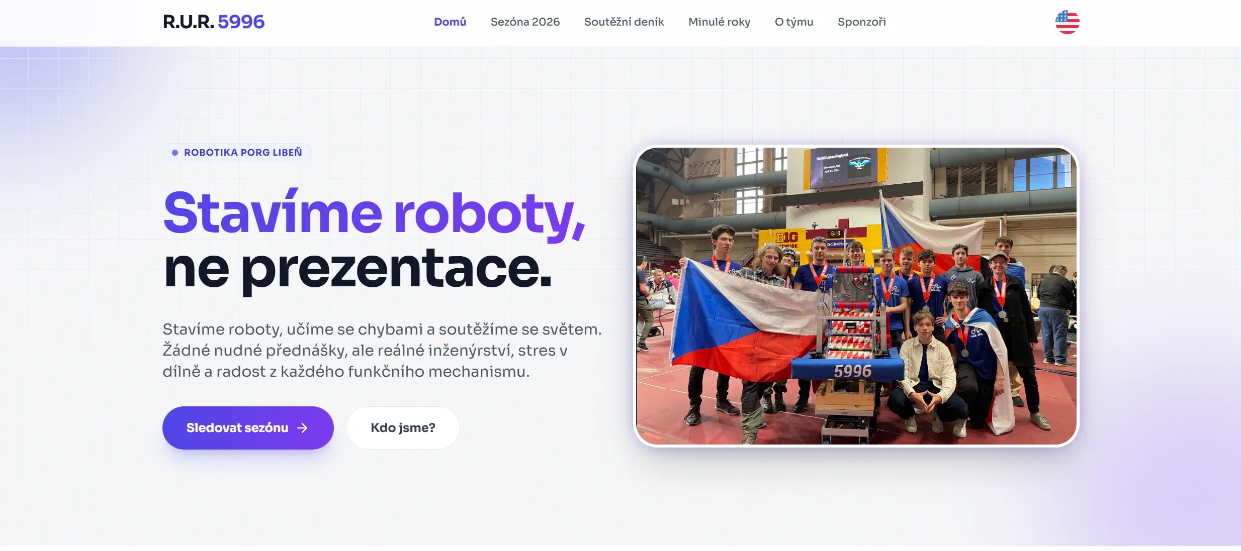 Webové stránky robotického týmu R.U.R #5996